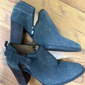 Gray Perforated suede Ankle Boots